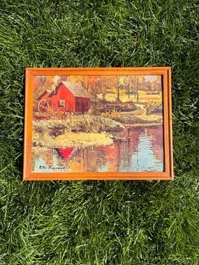 Vintage Framed Landscape Print Red Mill Signed Peter Hayward 16x10